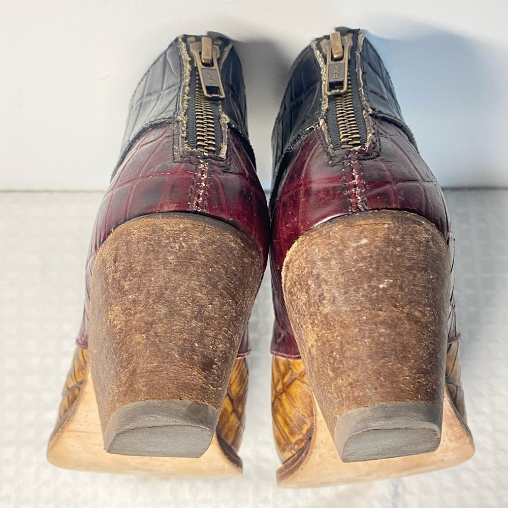 Free People Multicolor Croc-Embossed Ankle Boots - Picture 6 of 9